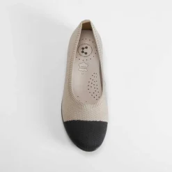 Bailarina knit beige y negra COMFEET