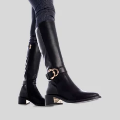 Bota tacón aro doble negra XTI