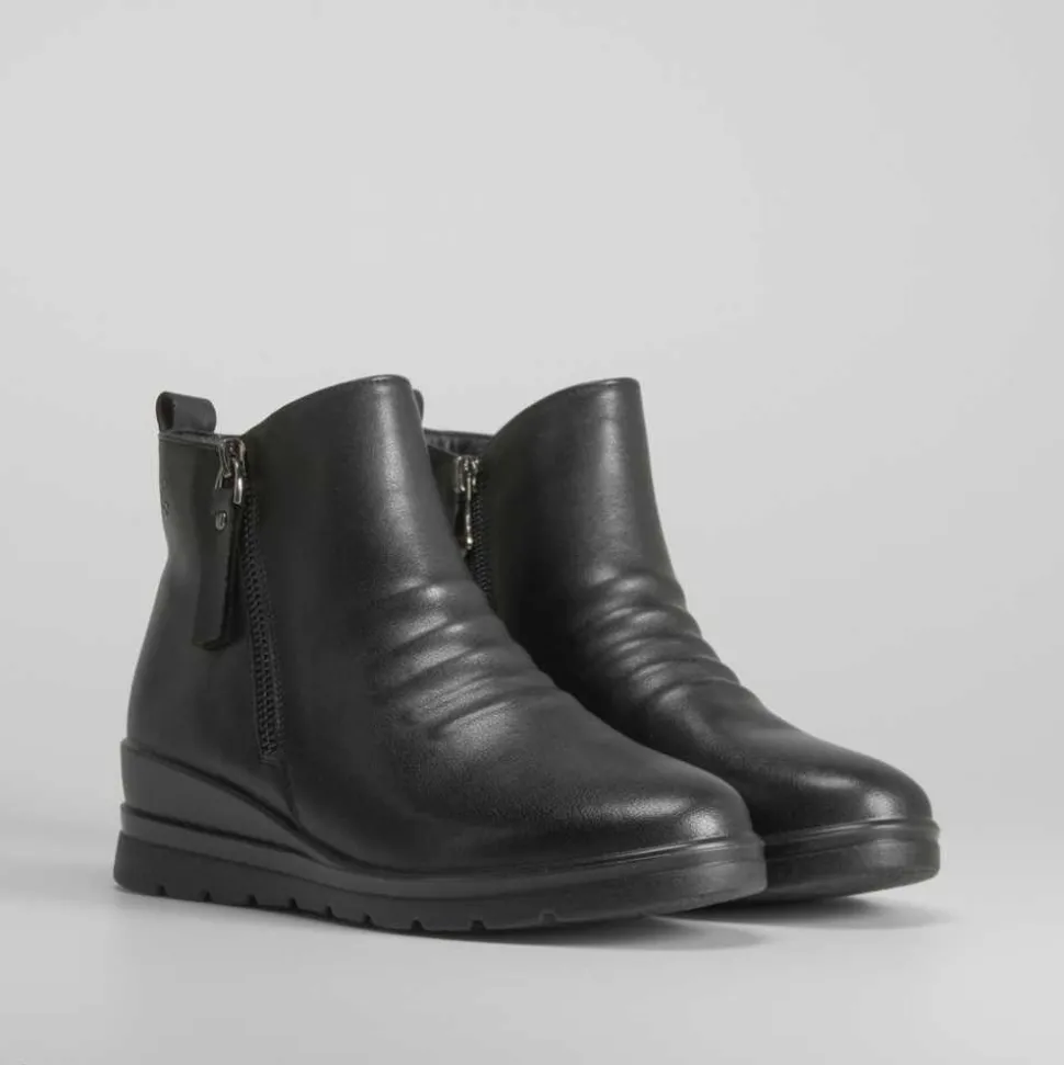 Botín cuña de piel negro COMFEET