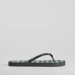 Chancla de dedo puntos multicolor y negra COCONUT