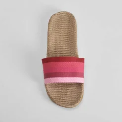 Chancla de playa rafia y textil rosa COCONUT