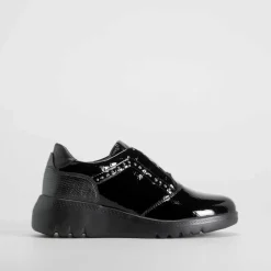 Deportiva casual cordón elástico negra MYSOFT