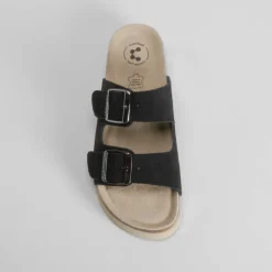 Sandalia bio dos hebillas piel negra COMFEET