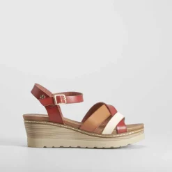 Sandalia cuña tiras camel REFRESH