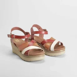 Sandalia cuña tiras camel REFRESH