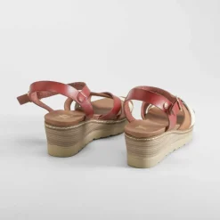 Sandalia cuña tiras camel REFRESH
