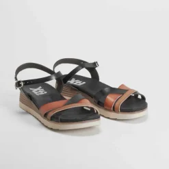 Sandalia cuña tiras negro REFRESH