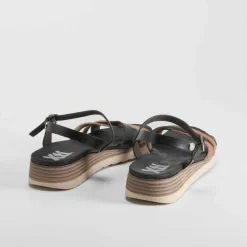 Sandalia cuña tiras negro REFRESH