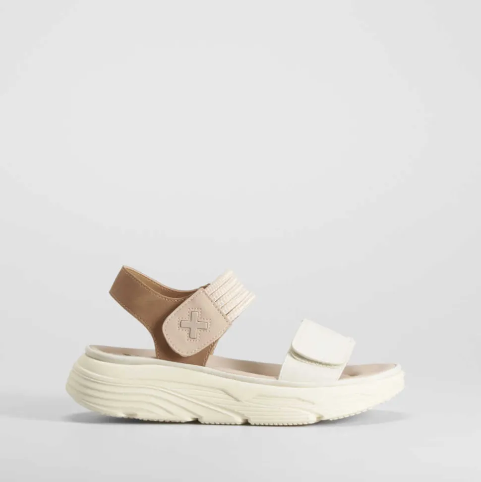 Sandalia cuña tiras perfos beige XTI