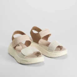 Sandalia cuña tiras perfos beige XTI