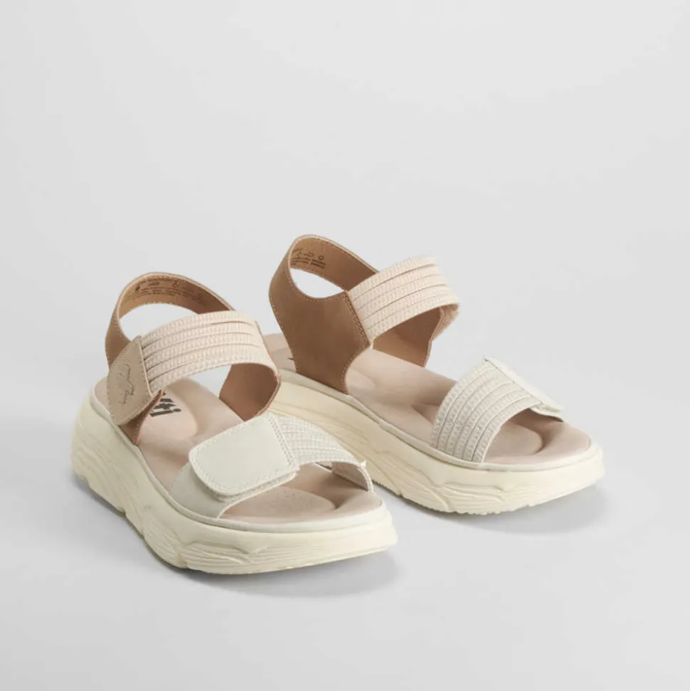 Sandalia cuña tiras perfos beige XTI