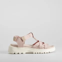 Sandalia cuña tiras rosa COMFEET