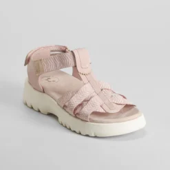 Sandalia cuña tiras rosa COMFEET