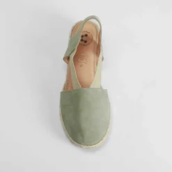 Sandalia de yute de cuña piel verde claro COMFEET