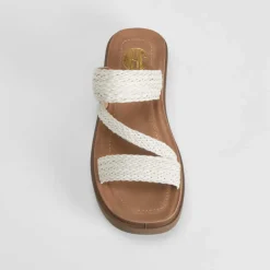 Sandalia plataforma trenzada blanca NYC