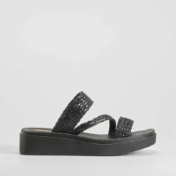 Sandalia plataforma trenzada negra NYC