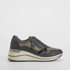 Sneaker cuña elástico negro COMFEET