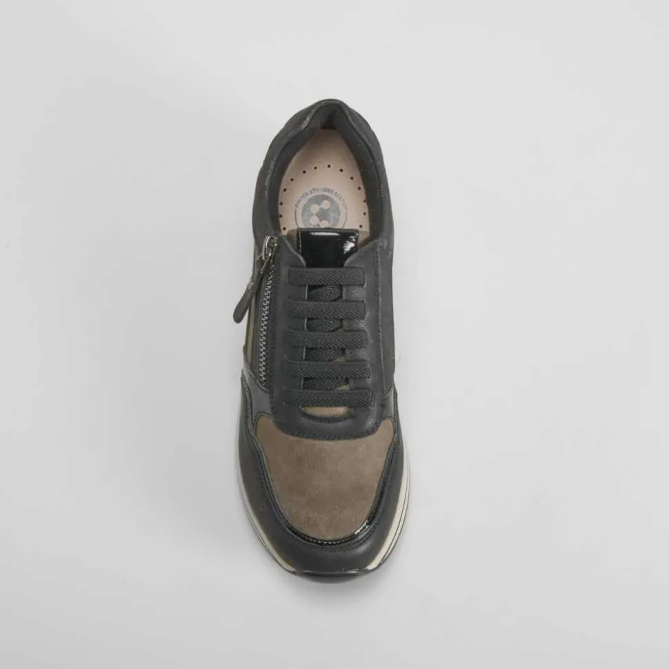 Sneaker cuña elástico negro COMFEET