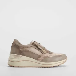 Sneaker cuña elástico taupe COMFEET