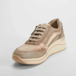 Sneaker cuña elástico taupe COMFEET