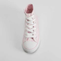 Zapatilla alta de lona margaritas rosa OH GIRL