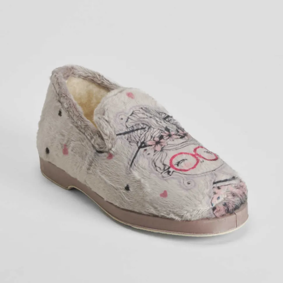 Zapatilla casa cerrada estampada gris COMFEET