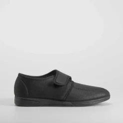 Zapatilla casa cerrada velcro negra OLYNE