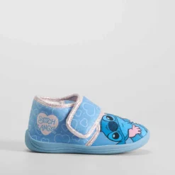 Zapatilla casa cerrada velcro azul STITCH
