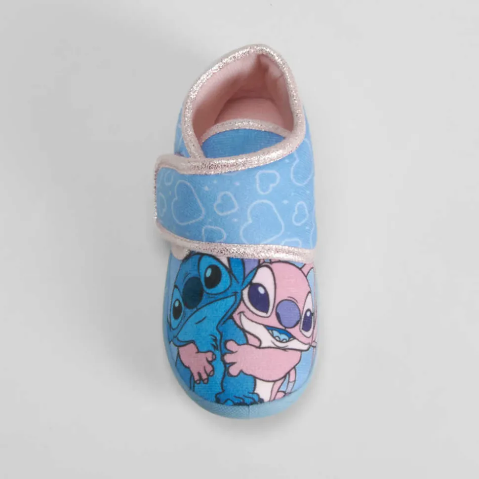 Zapatilla casa cerrada velcro azul STITCH