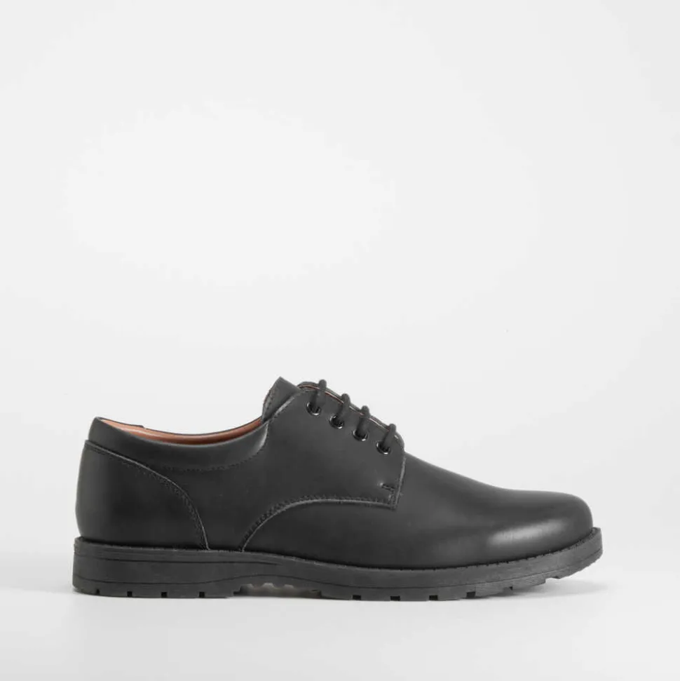 Zapato colegial piel con cordón negro MR. HANSEN